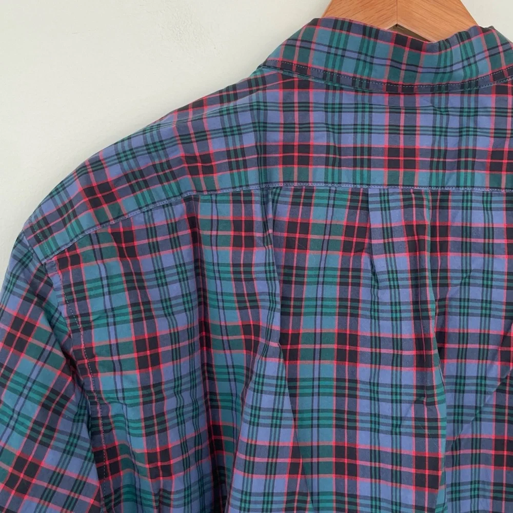 J Crew Secret Wash Cotton Poplin Shirt Long Sleeve Button Down Plaid XL